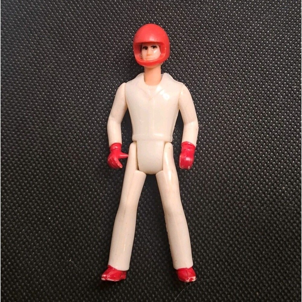 Vintage 1970s Nylint Race Car Driver Action Figure Red Helmet Poseable 3.75" 70s